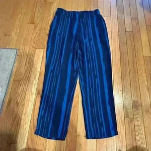 Women's Striped Wide-Leg Palazzo Pants Blue Size M Casual